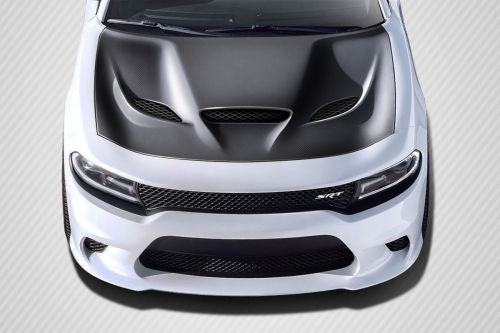 Carbon Fiber Hellcat Style Hood 15-up Dodge Charger - Click Image to Close